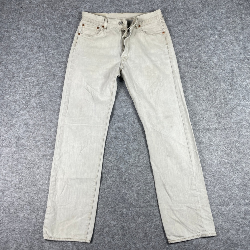 Levis 501 Jeans Mens 31x34 (Fits 28x30) Tan White Oak Cone Denim Straight Leg